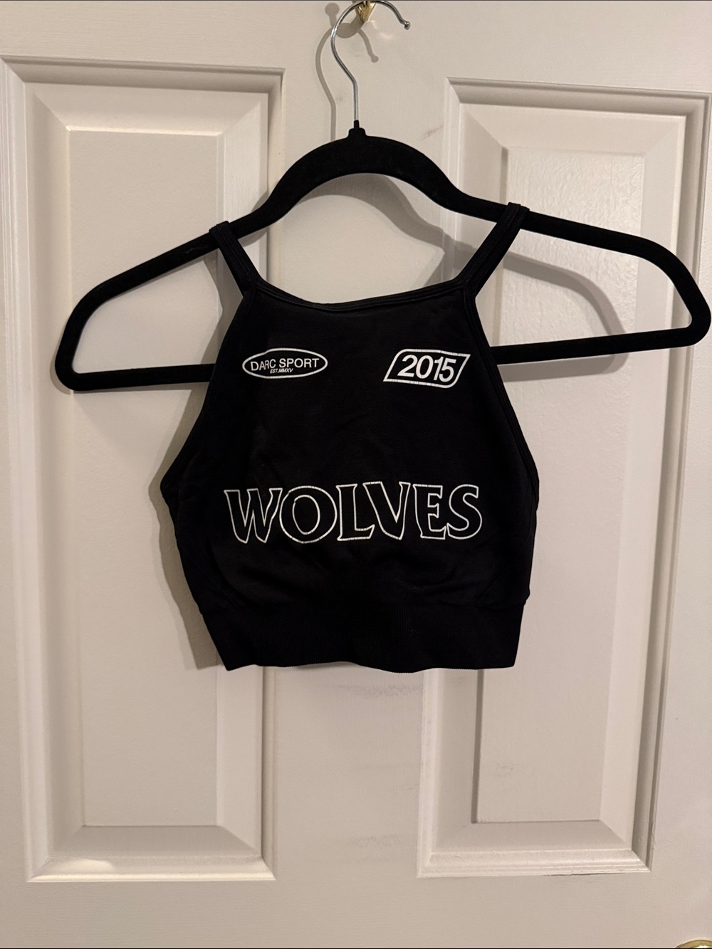 Darc Sport Black WOLVES Athletic Sports Bra Crop Top